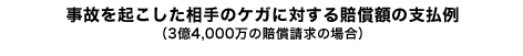 事故を起こした相手のケガに対する賠償額の支払例(3億4,000万の賠償請求の場合)