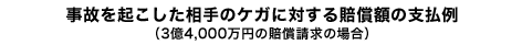 事故を起こした相手のケガに対する賠償額の支払例(3億4,000万円の賠償請求の場合)