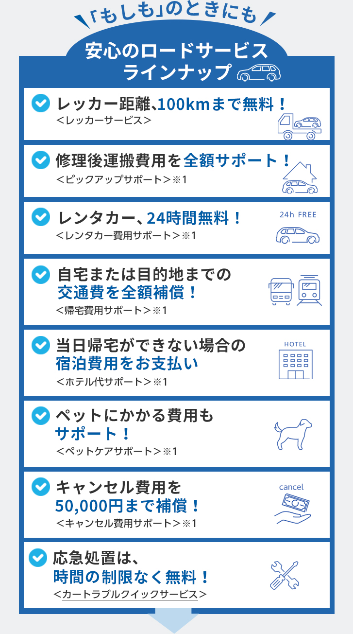安心のロードサービスラインナップ