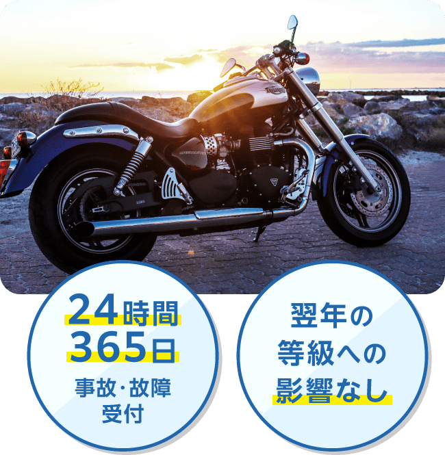 24時間365日事故・故障受付 翌年の等級への影響なし