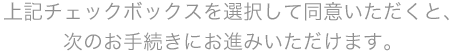 上記チェックボックスを選択して同意いただくと、次のお手続きにお進みいただけます。